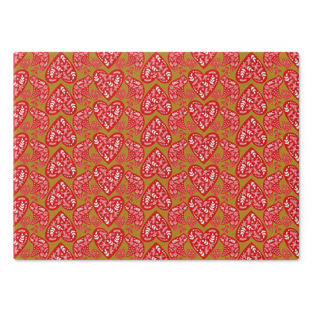 Nordic Christmas Cutting Board  | Red + Gold