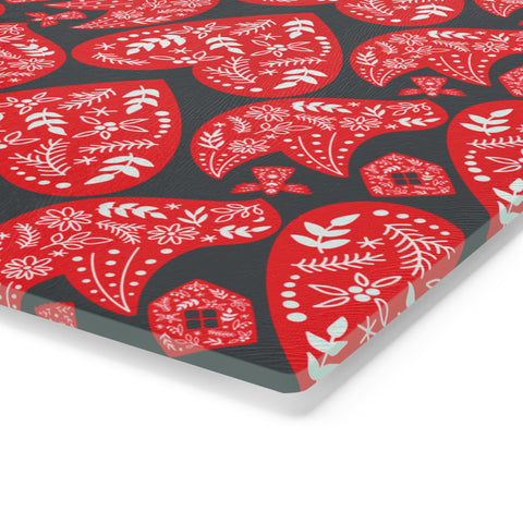Nordic Christmas Cutting Board  |  Red + Dark Gray