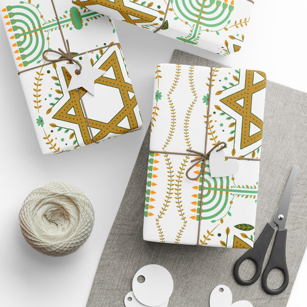 Hannukah Star & Menorah | Crisp White + Mint