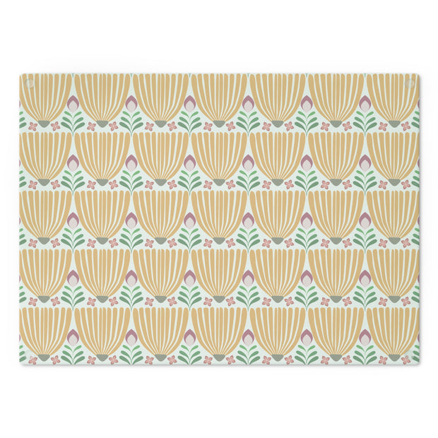 Tulips Tempered Glass Cutting Board  |  Saffron