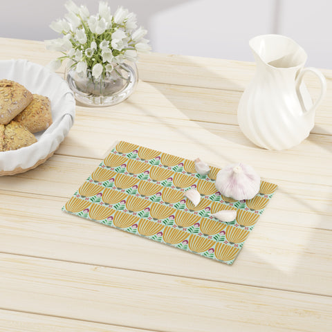 Tulips Tempered Glass Cutting Board  |  Saffron