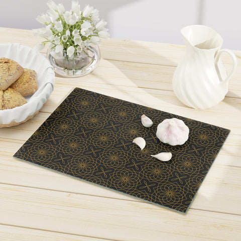 Spirograph Cutting Board  |  Black + Gold