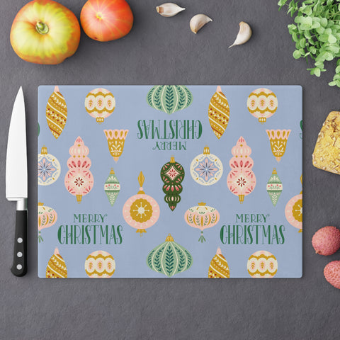 Vintage Ornament Cutting Board  |  Holiday Blue