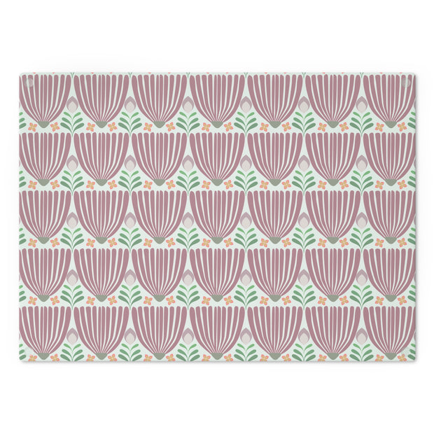 Tulips Tempered Glass Cutting Board  |  Fuchsia