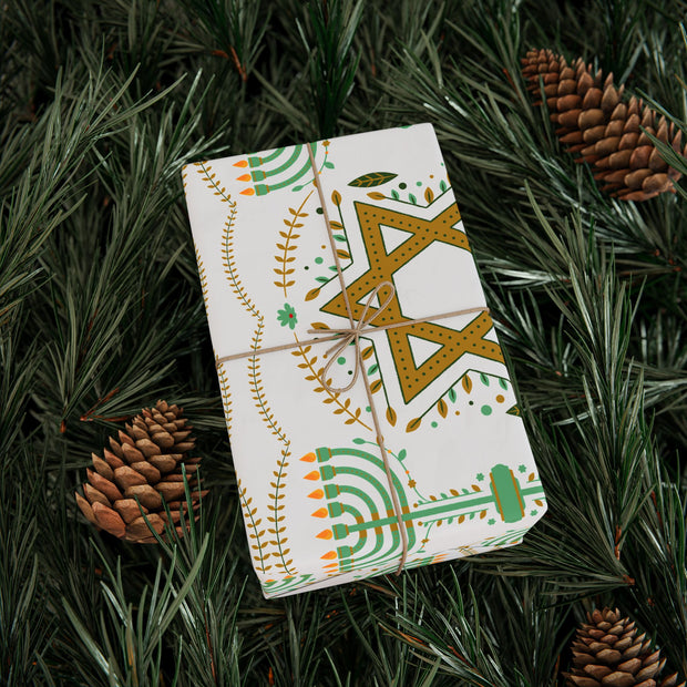 Hannukah Star & Menorah | Crisp White + Mint