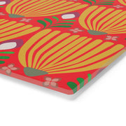 Tulips Tempered Glass Cutting Board  |  Saffron + Vivid Coral