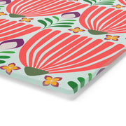 Tulips Tempered Glass Cutting Board  |  Vivid Coral