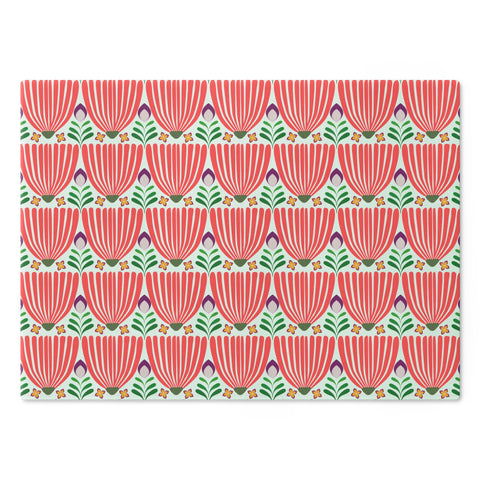 Tulips Tempered Glass Cutting Board  |  Vivid Coral
