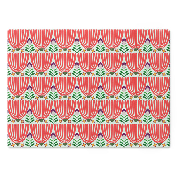 Tulips Tempered Glass Cutting Board  |  Vivid Coral