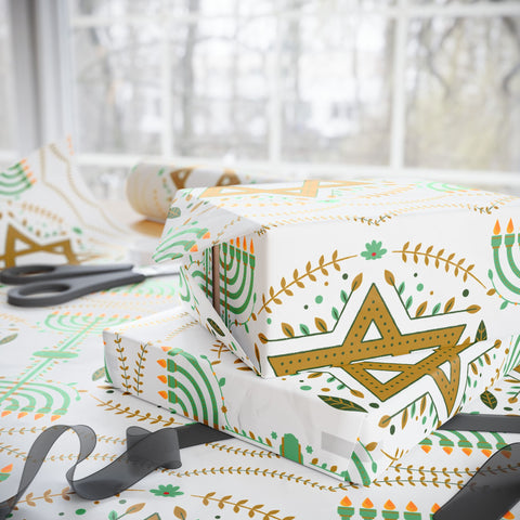 Hannukah Star & Menorah | Crisp White + Mint