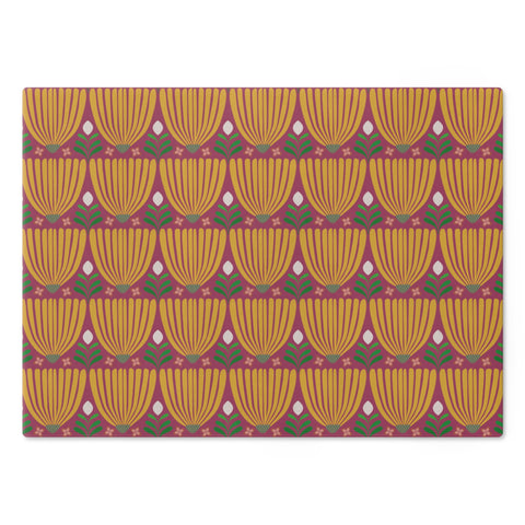 Tulip Tempered Glass Cutting Board  |  Saffron + Fuchsia