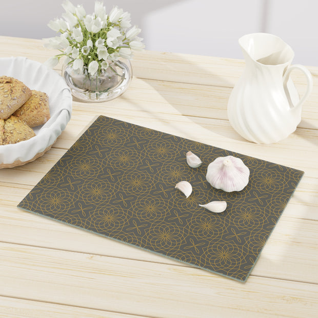 Spirograph Cutting Board  |  Gray + Gold