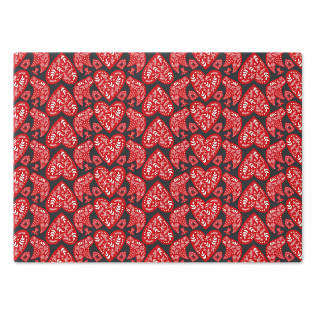 Nordic Christmas Cutting Board  |  Red + Dark Gray