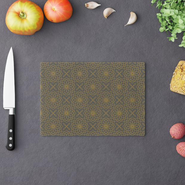 Spirograph Cutting Board  |  Gray + Gold