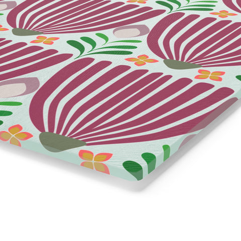 Tulips Tempered Glass Cutting Board  |  Fuchsia