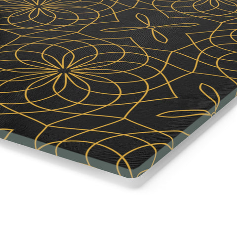 Spirograph Cutting Board  |  Black + Gold