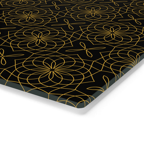 Spirograph Cutting Board  |  Black + Gold