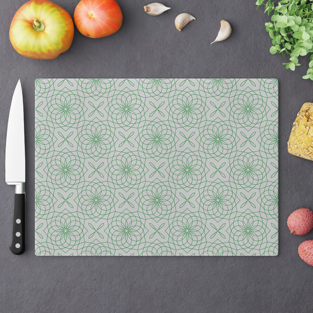 Spirograph Cutting Board  |  Green + Gray