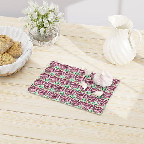 Tulips Tempered Glass Cutting Board  |  Fuchsia