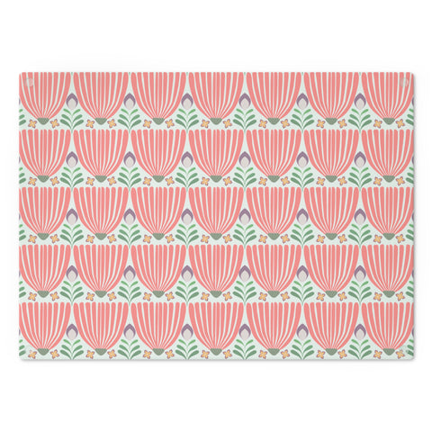Tulips Tempered Glass Cutting Board  |  Vivid Coral