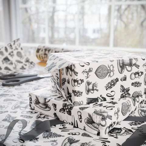 Vintage Noel Wrapping Paper  |  Cream