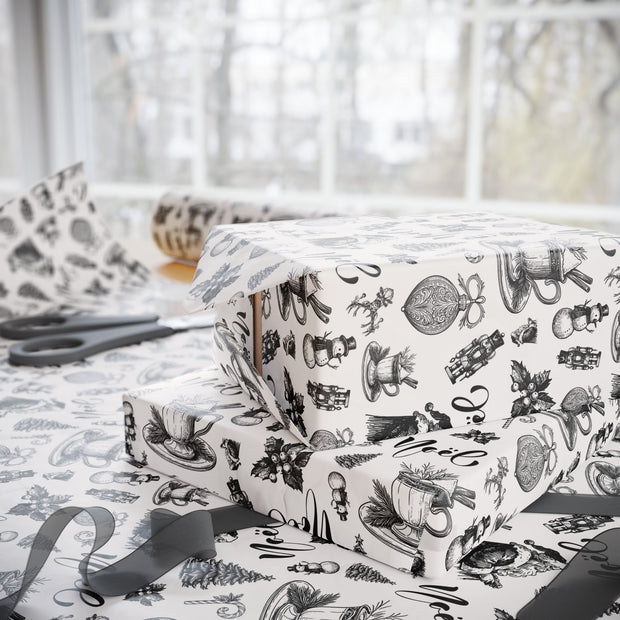 Vintage Noel Wrapping Paper  |  Cream