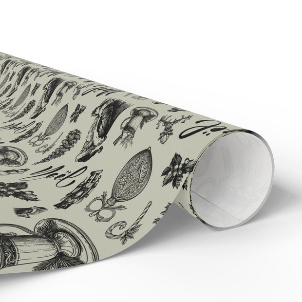 Vintage Noel Wrapping Paper  |  Celery