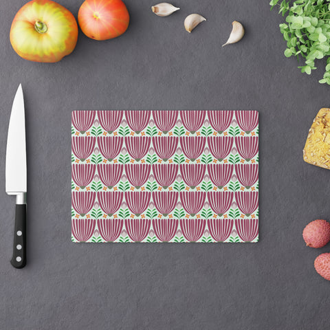 Tulips Tempered Glass Cutting Board  |  Fuchsia