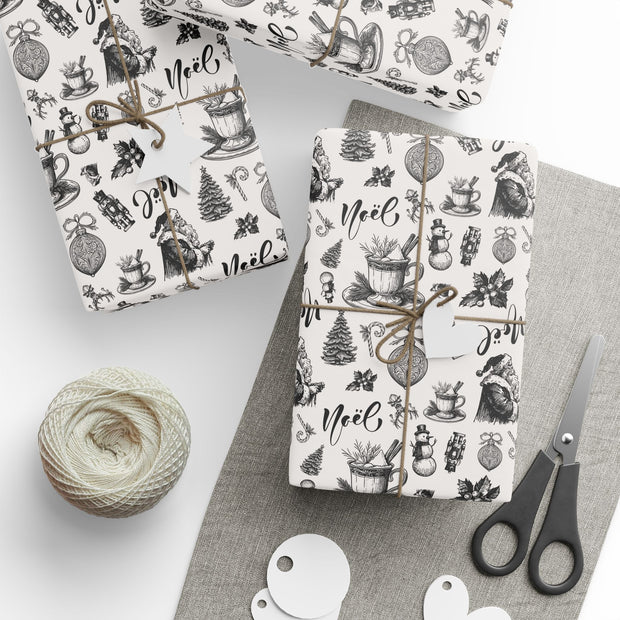 Vintage Noel Wrapping Paper  |  Cream