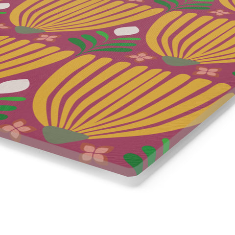 Tulip Tempered Glass Cutting Board  |  Saffron + Fuchsia